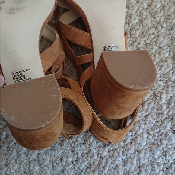 J Peterman brown Sienna Kid Elegant Tan Strappy Sandals size 37 - Picture 11 of 12